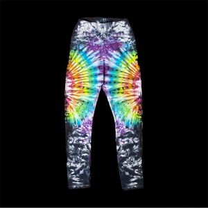 Tie Dye Hand Dyed Rainbow Sunburst Dye High Waisted Leggings Sz M